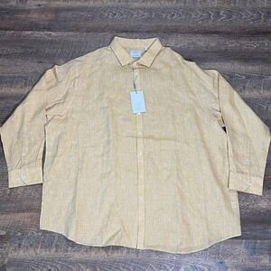 Murano Baird‎ McNutt Linen Button Up Shirt 4XB Gold Long Sleeve